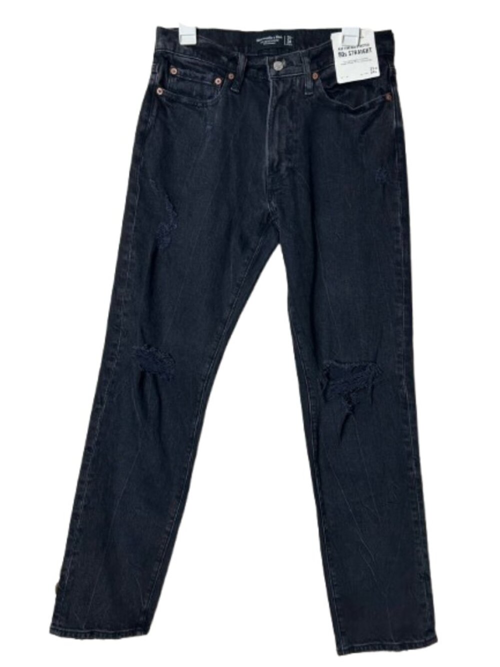 Abercrombie & Fitch washed black distressed 90s vintage straight jean 31 x 32.5